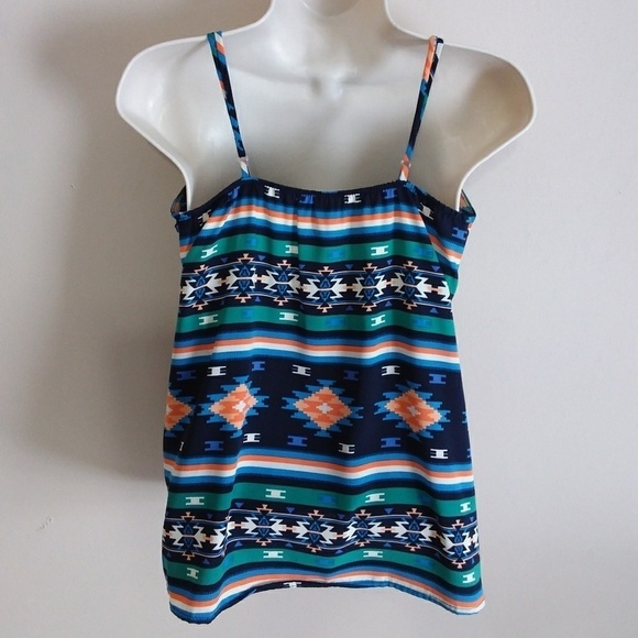 Francesca's Collection Women's Aztec Print Ruffle Top - Picture 2 of 7